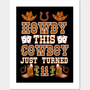 11year Birthday Cowboy Western 11Years Old boy 11th Birthday Posters and Art